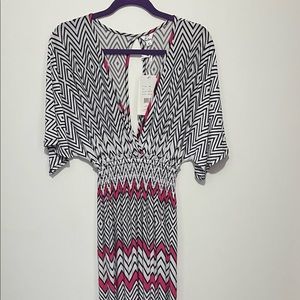 Juniors XL Chevron pink, black and white maxi dress. NWT.